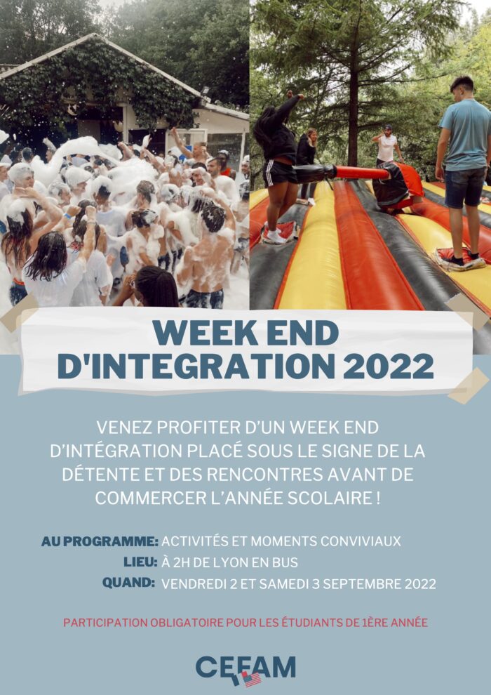 Programme weekend intégration CEFAM 2022