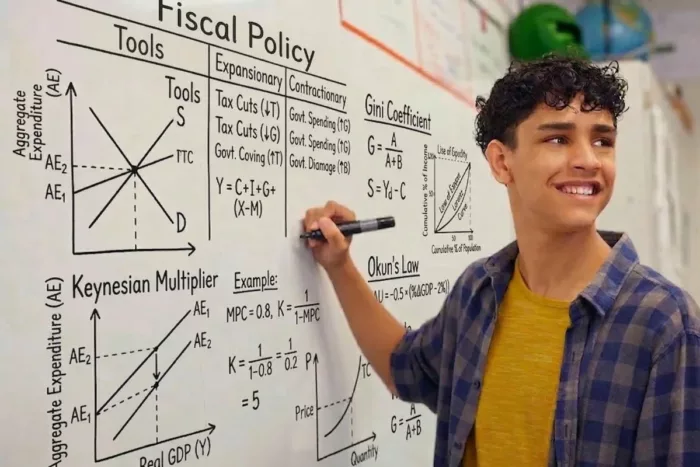 Élève en AP Economics utilisant ses crédits pour réduire le coût de ses études en école de management.